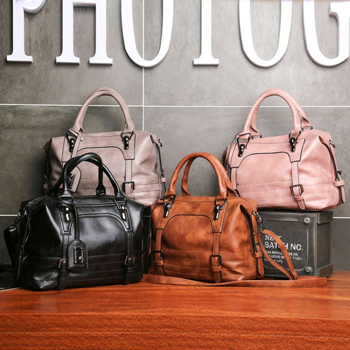 Ladies Casual Handbag Soft-faced Solid Color One-shoulder Diagonal Large Bag