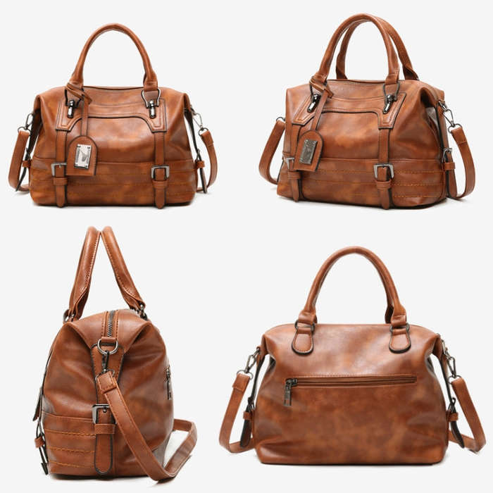 Ladies Casual Handbag Soft-faced Solid Color One-shoulder Diagonal Large Bag