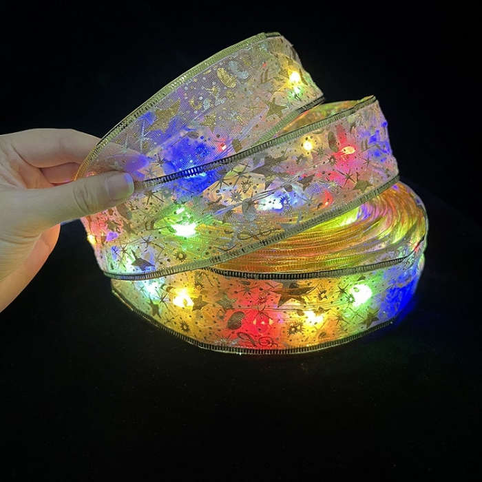 Christmas LED Lights Bronzing Double Ribbon String Lights, 1m, 2m, 4m, 5m, 10m, 20m