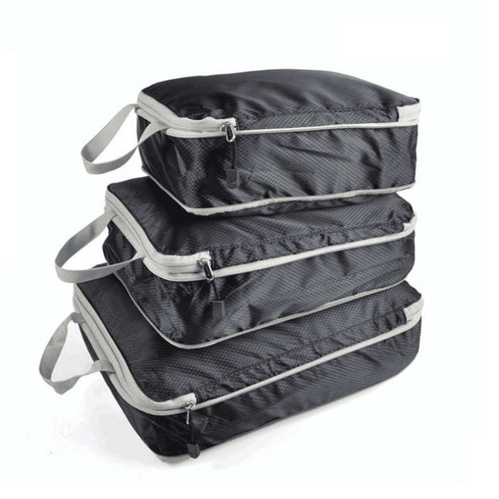 3 PCS/Set Travel Waterproof Compression Clothes Storage Bag, Orange With Net, Nevy With Net, Pink...