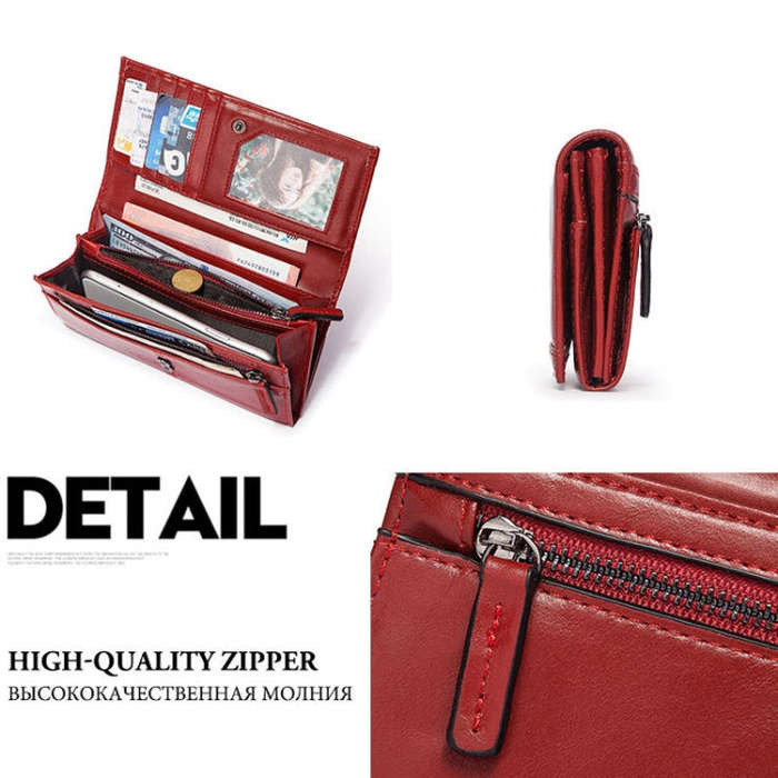 BP806 RFID Anti-Theft Brush Lady Wallet Multi-Card Clutch Bag, BP806 Red, BP806 Green, BP806 Blue...