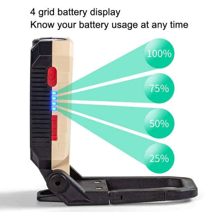 COB Work Light USB Charging Hook Emergency Flashlight Maintenance Lamp, Style:, W598A 8 Hole, W59...
