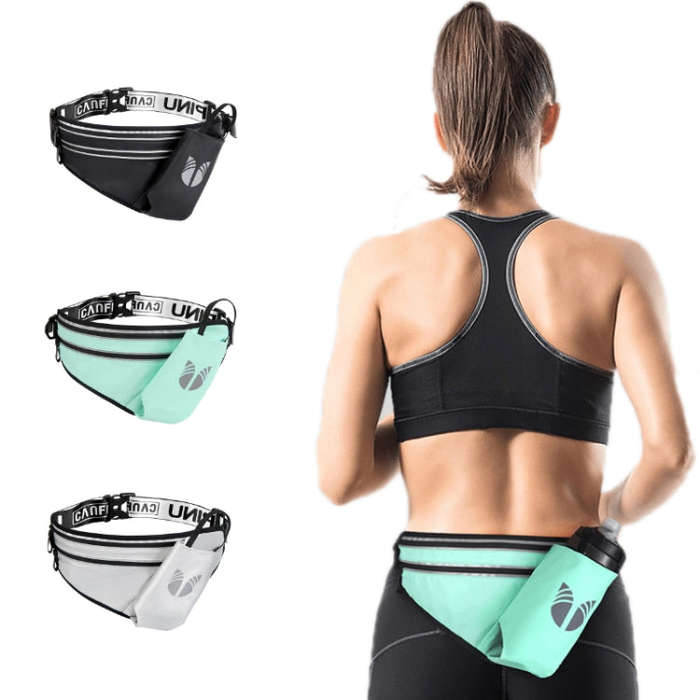 CAN FLY YIPINU Outdoor Fitness Water Bottle Mobile Phone Storage Waist Bag, Black, Green, Silver