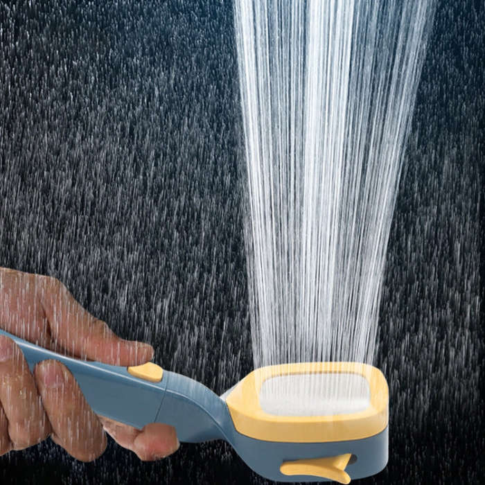 Pressurized Shower Head Four-speed Handheld Shower Set,Style:, Pink Blue, Navy Blue, Electroplati...