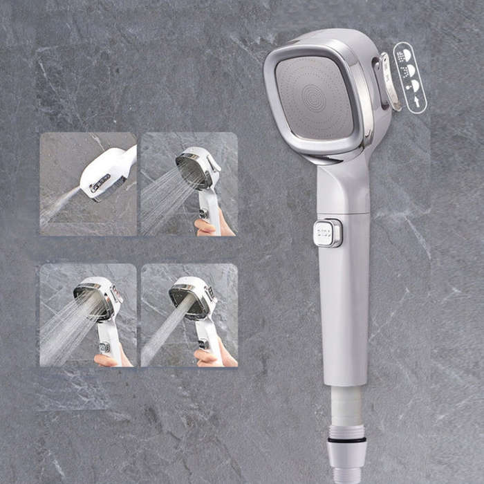 Pressurized Shower Head Four-speed Handheld Shower Set,Style:, Pink Blue, Navy Blue, Electroplati...