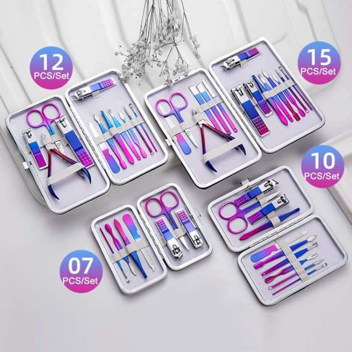 Stainless Steel Bright Beauty Nail Clipper Trimming Set, 7 PCS/Set, 10 PCS/Set, 12 PCS/Set, 15 PC...