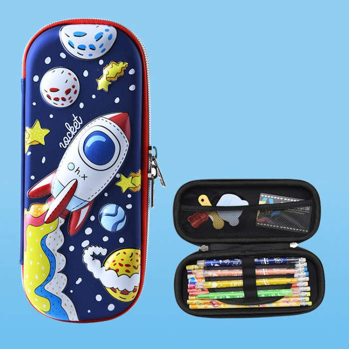 Uime EVA 3D Multi-compartment Pencil Case Stationery Box Children School Supplies, Astronaut, Roc...