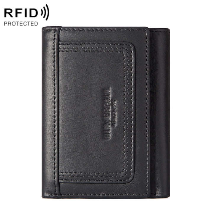 HUMERPAUL BP992 RFID Anti-Magnetic Multi-Card Position Zipper Coin Purse Leather Men Wallet, BP99...