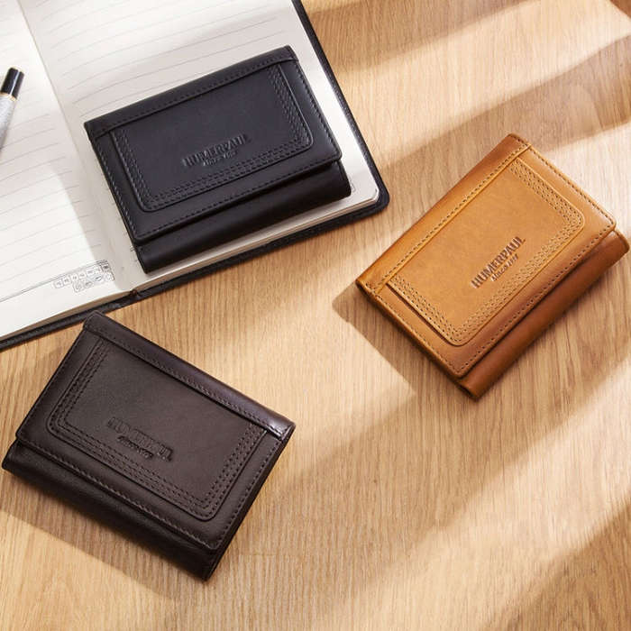 HUMERPAUL BP992 RFID Anti-Magnetic Multi-Card Position Zipper Coin Purse Leather Men Wallet, BP99...