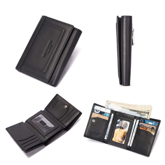 HUMERPAUL BP992 RFID Anti-Magnetic Multi-Card Position Zipper Coin Purse Leather Men Wallet, BP99...