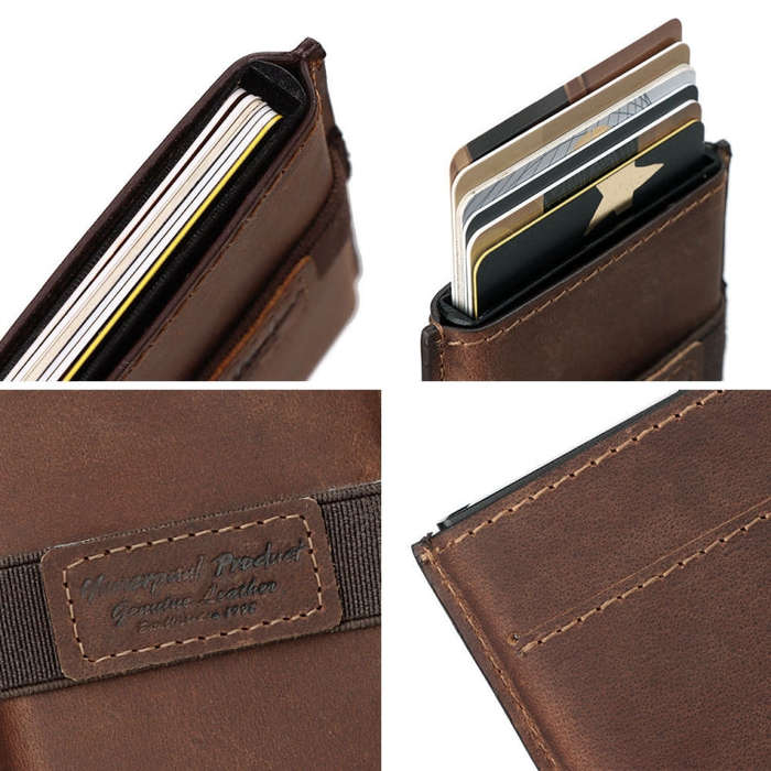 HUMERPAUL BP977 RFID Anti-Theft Card Box Leather Automatic Credit Card Set, BP977 Black, BP977 Da...