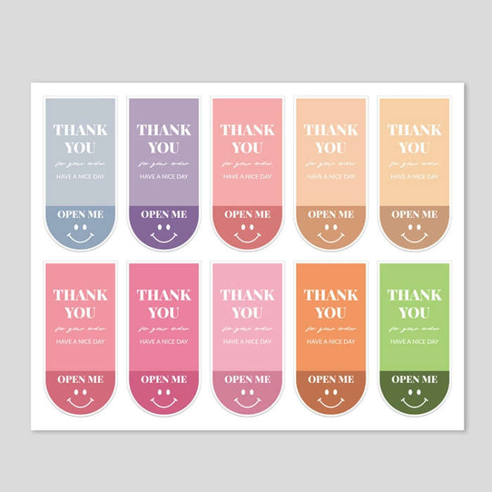 5 Bags 10 Sheets/Bag Cute Emoticon Rectangle Sticker Gift Box Sealing Sticker, Rectangle Sticker