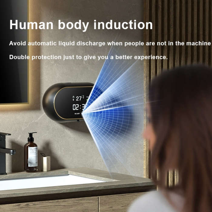 W2 Wall-mounted USB Charging  Automatic Foam Soap Dispenser With Time Temperature Display, White,...