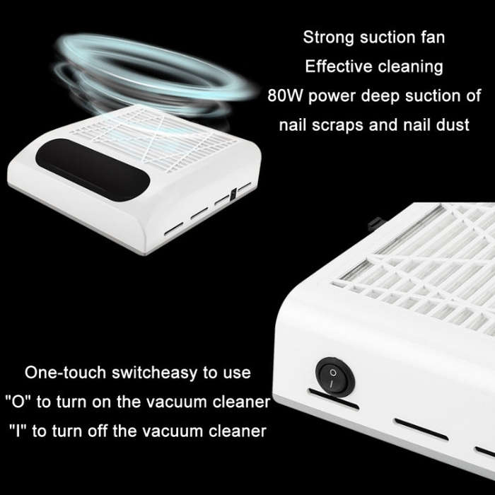 80W Manicure Vacuum Cleaner With Pull-Out Filter, US Plug (Silver), EU Plug (Silver), US Plug (Go...