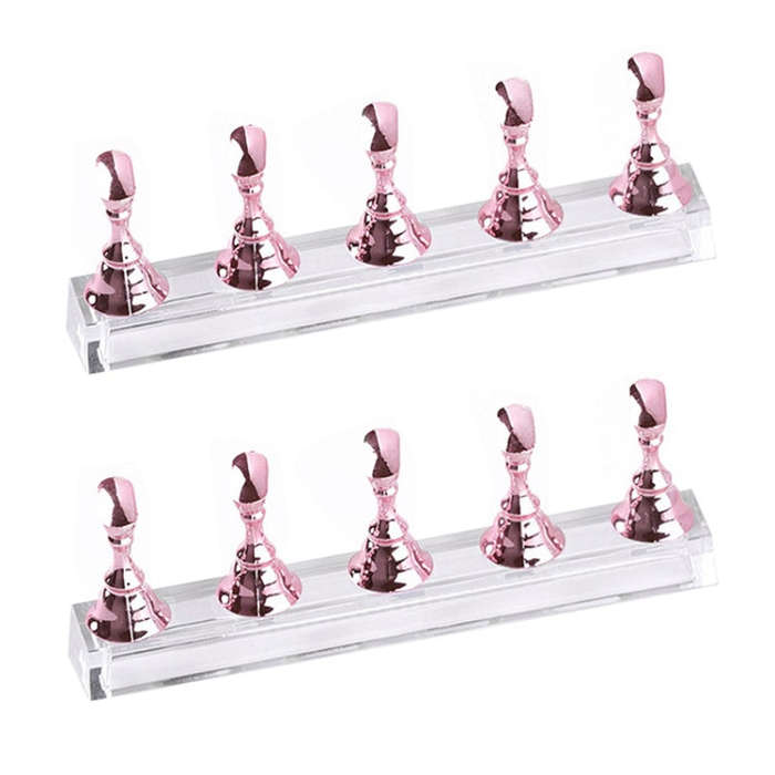 2 PCS Nail Art Chessboard Holder Nail Sheet Acrylic Base Practice Stand, Pink, Gold, Silver