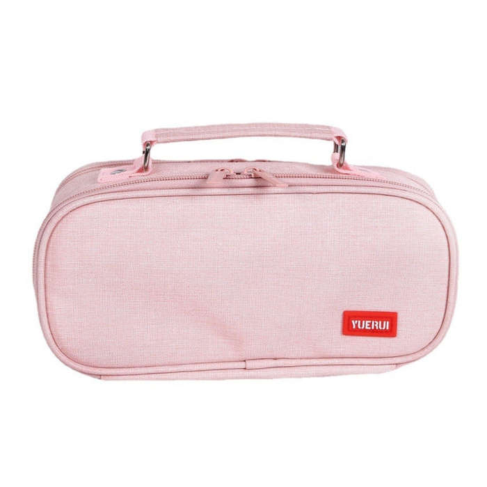 Large Capacity Multi-layer Portable Stationery Bag Canvas Pen Bag, Black, Green, Grey, Pink, Navy...