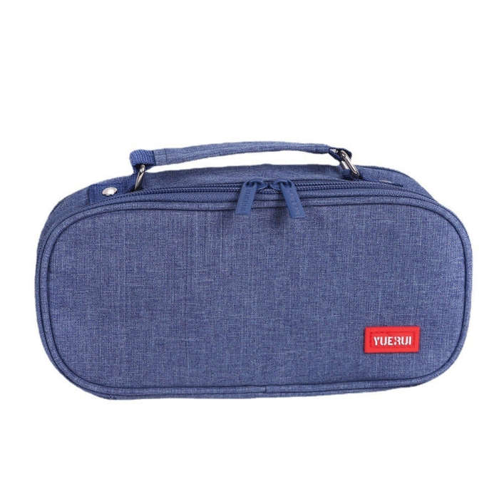 Large Capacity Multi-layer Portable Stationery Bag Canvas Pen Bag, Black, Green, Grey, Pink, Navy...