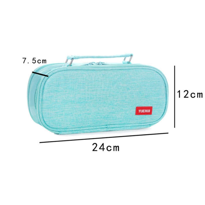 Large Capacity Multi-layer Portable Stationery Bag Canvas Pen Bag, Black, Green, Grey, Pink, Navy...