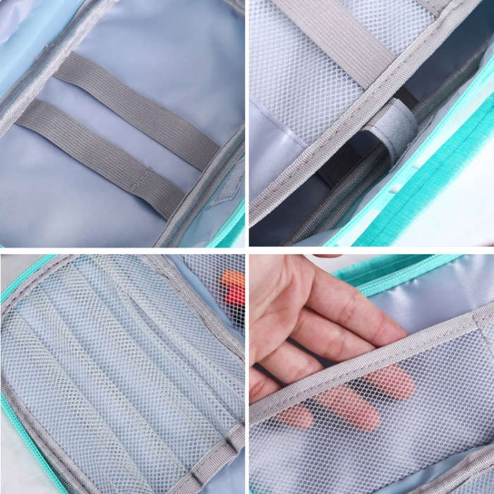 Large Capacity Multi-layer Portable Stationery Bag Canvas Pen Bag, Black, Green, Grey, Pink, Navy...