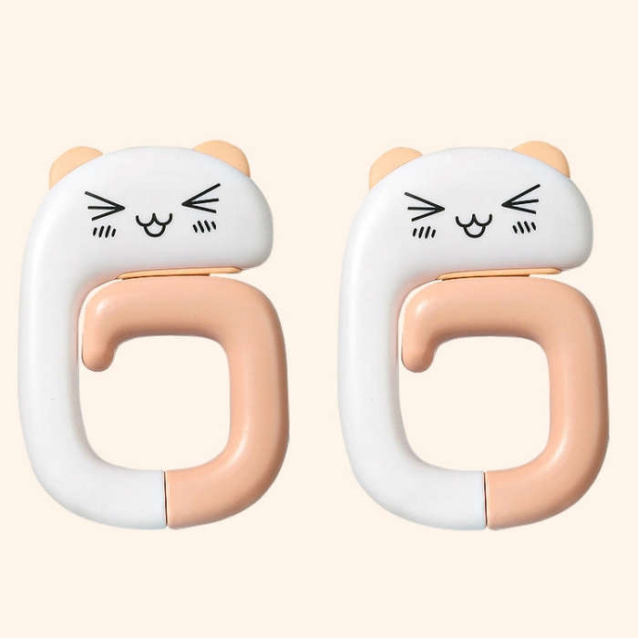 2 PCS Deskside Schoolbag Hook Removable Office Bag Hanger, Panda, Small Pink Cat, Raccoon, Kitten