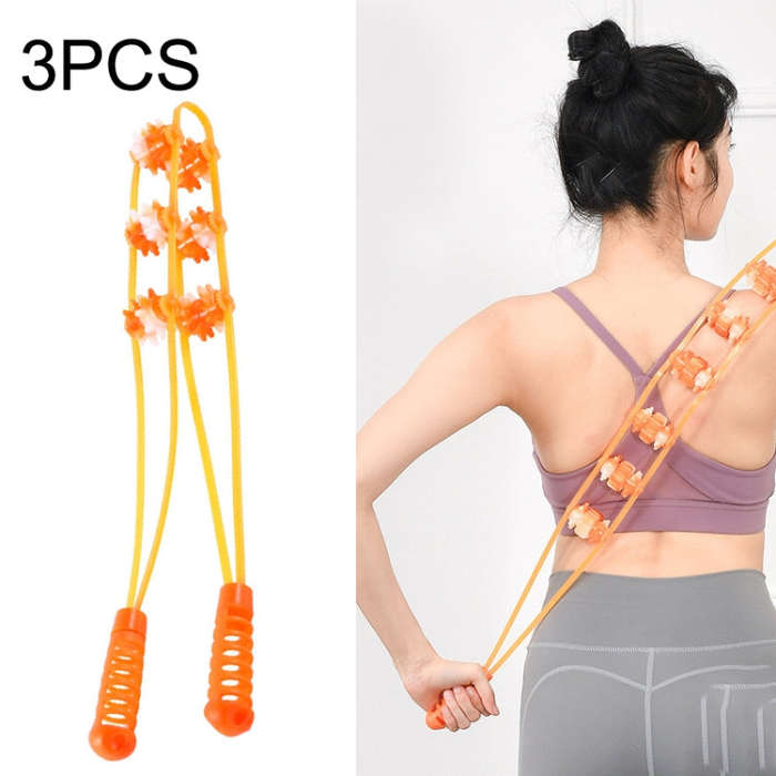 3PCS Plastic Back Puller Shoulder Waist Back Manual Roller Massager, Style:, Two Wheels (Yellow),...