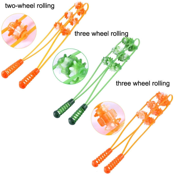 3PCS Plastic Back Puller Shoulder Waist Back Manual Roller Massager, Style:, Two Wheels (Yellow),...