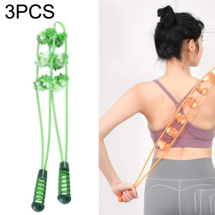 3PCS Plastic Back Puller Shoulder Waist Back Manual Roller Massager, Style:, Two Wheels (Yellow),...