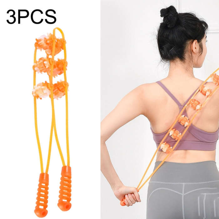 3PCS Plastic Back Puller Shoulder Waist Back Manual Roller Massager, Style:, Two Wheels (Yellow),...