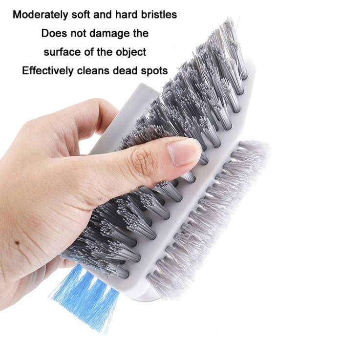 Bathroom Floor Corner Crevice Cleaning Brush, White Gray, Yellow Green