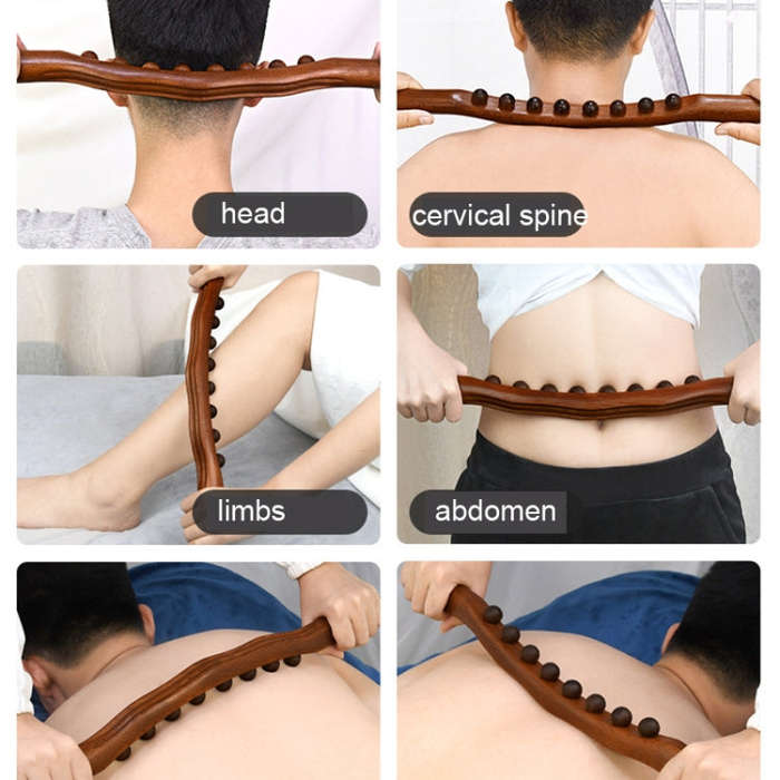 Eight-bead Beech Wood Carbonized Massage Stick Rolling Tendon Scraping Stick, Carbonized  53cm 8 ...