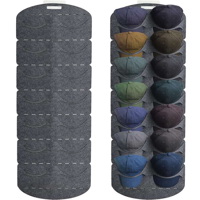Felt Baseball Cap Display Stand Non-woven Hanging Storage Bag,Style: 7 Grids Single Row 3mm, 14 G...