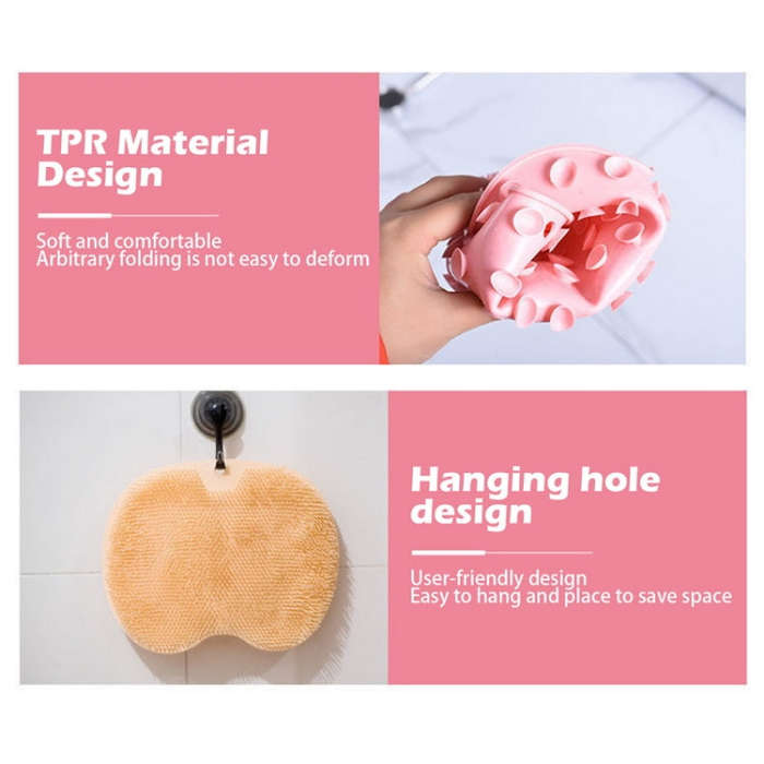 Lazy Rubbing Back Brush With Suction Cup Brush Bathroom Tool Wall Massage, Blue, Pink, Yellow