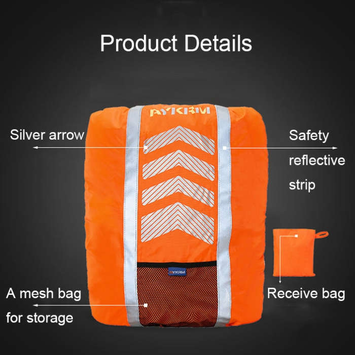 AYKRM AS6-007 Cycling Backpack Dust-proof Reflective Waterproof Cover, Fluorescent Red, Fluoresce...