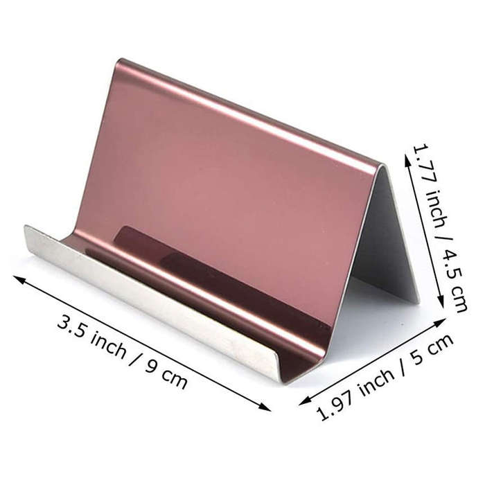 ZT7414 304 Stainless Steel Mirror Desktop Name Card Storage Rack, Silver, Gold, Rose Gold, Wine Red