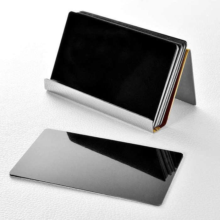 ZT7414 304 Stainless Steel Mirror Desktop Name Card Storage Rack, Silver, Gold, Rose Gold, Wine Red