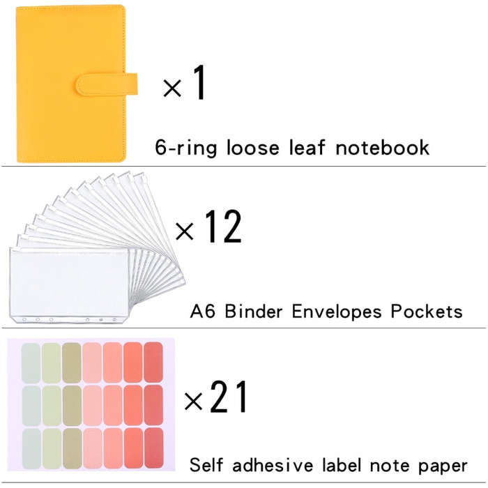 A6 Macaron Notebook PU Loose-leaf Cash Budget Handbook