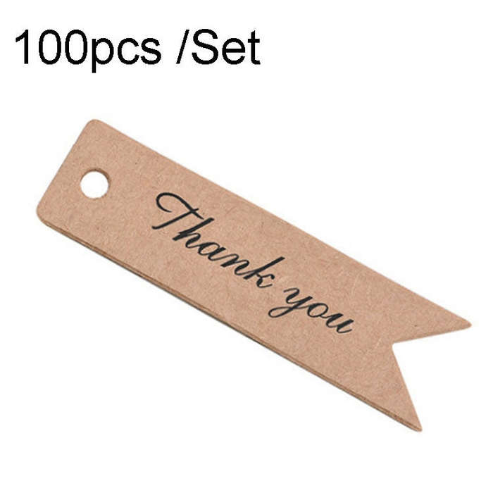 100pcs /Set Retro Baking Sticker Tag Swallow Tail Bookmark Gift Card, Style:, Thand You (Cowhide)...