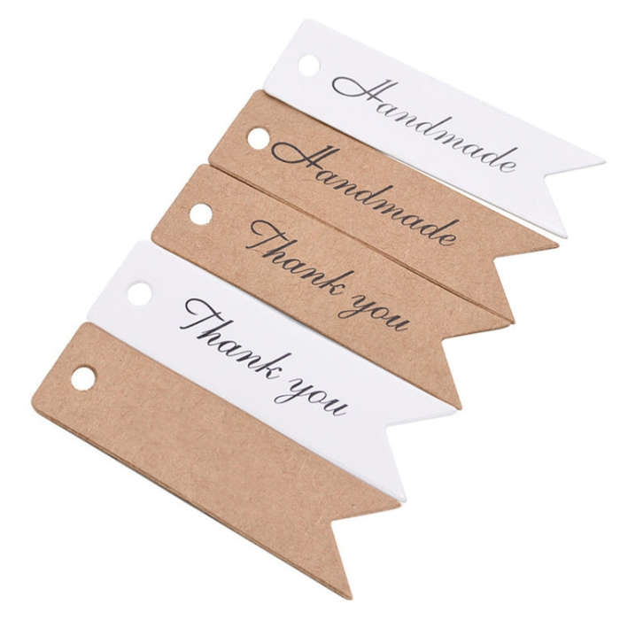 100pcs /Set Retro Baking Sticker Tag Swallow Tail Bookmark Gift Card, Style:, Thand You (Cowhide)...