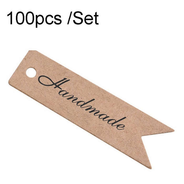 100pcs /Set Retro Baking Sticker Tag Swallow Tail Bookmark Gift Card, Style:, Thand You (Cowhide)...