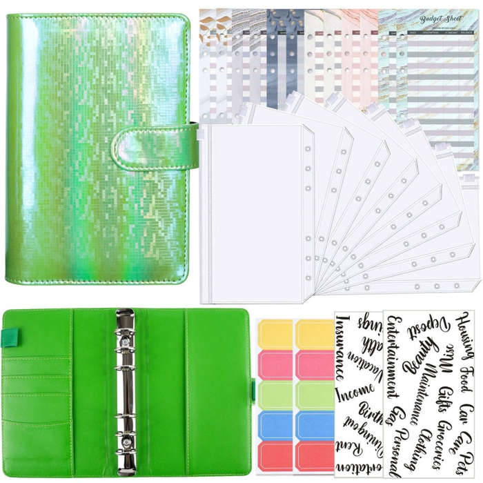 A6 Illusion Magic Square Loose-leaf PU Notebook Cash Budget Book, White, Black, Pink, Purple, Ora...