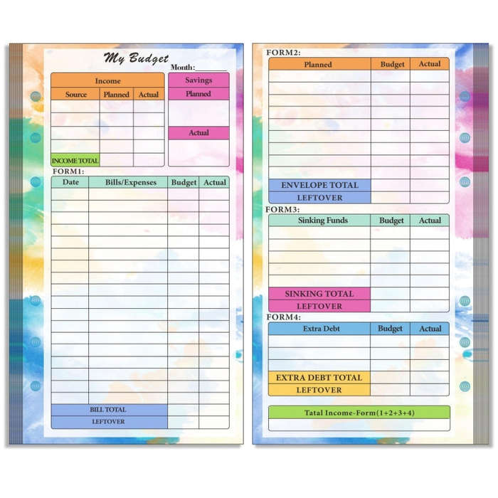 A6 6 Hole Budget Book Loose-leaf Replacement Core Handbook Insert,Spec:, Kit 1, 3 In 1, Monthly P...
