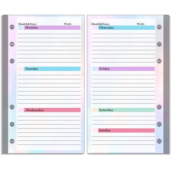 A6 6 Hole Budget Book Loose-leaf Replacement Core Handbook Insert,Spec:, Kit 1, 3 In 1, Monthly P...