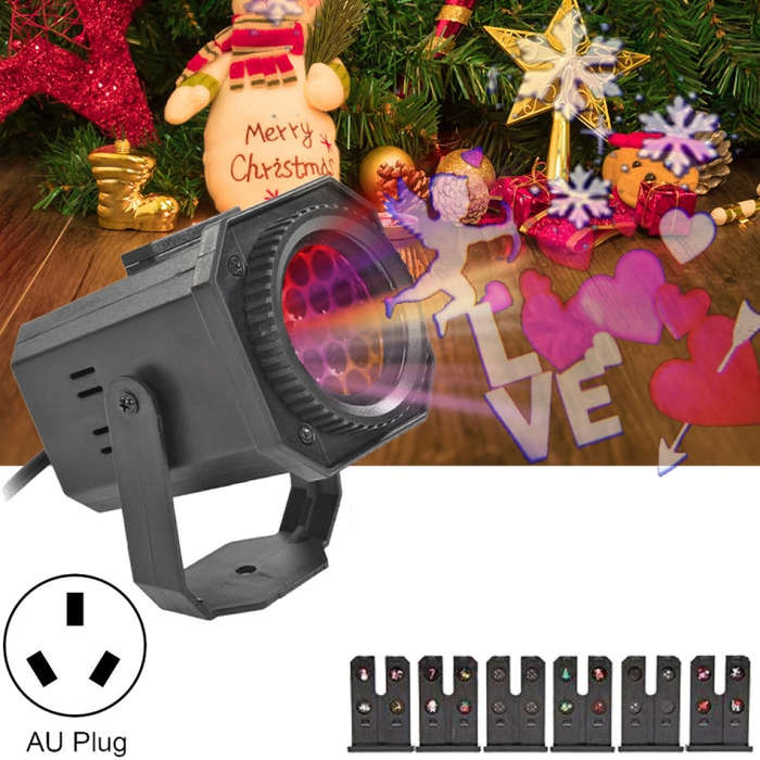 8W LED Christmas Colorful Rotating Laser Atmosphere Light Random Pattern Delivery, US Plug with 6...