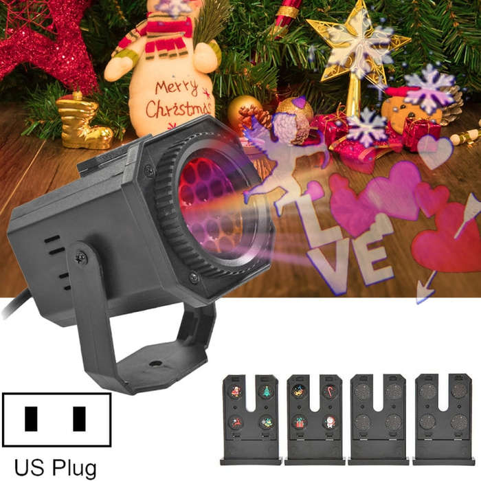 8W LED Christmas Colorful Rotating Laser Atmosphere Light Random Pattern Delivery, US Plug with 6...