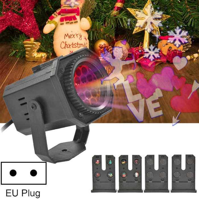 8W LED Christmas Colorful Rotating Laser Atmosphere Light Random Pattern Delivery, US Plug with 6...