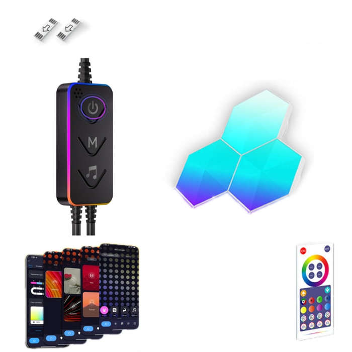 Gaming Ambient Light Smart Chiclet Backdrop Quantum Wall Light, Versions:, 3pcs Bluetooth, 6pcs B...