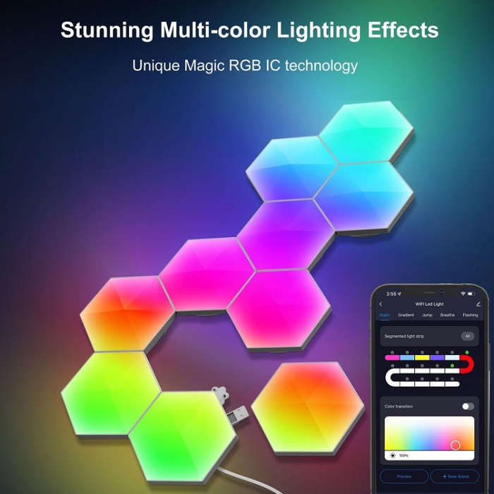 Gaming Ambient Light Smart Chiclet Backdrop Quantum Wall Light, Versions:, 3pcs Bluetooth, 6pcs B...