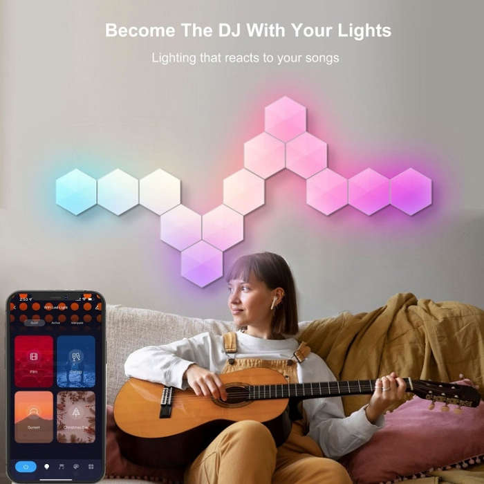 Gaming Ambient Light Smart Chiclet Backdrop Quantum Wall Light, Versions:, 3pcs Bluetooth, 6pcs B...