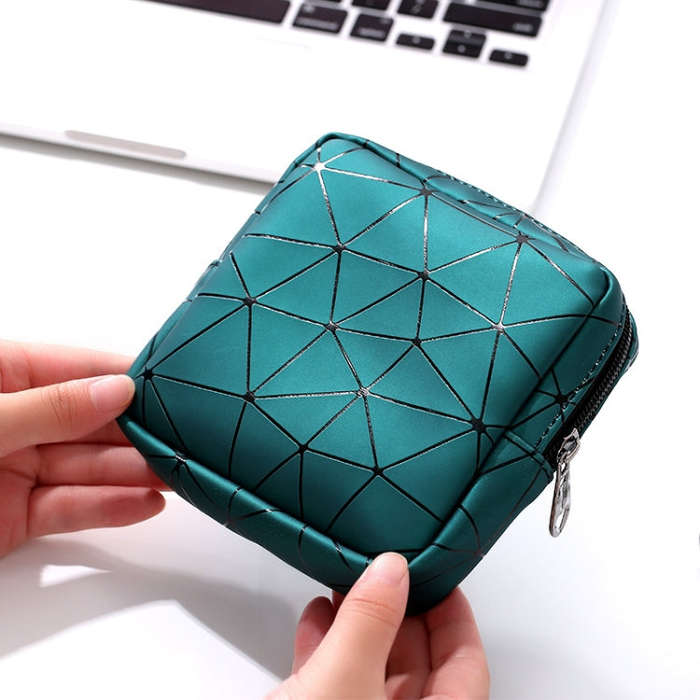 XH8214 Portable Sanitary Napkin Storage Bag Large Capacity Waterproof Coin Bag, XH8214 Plant Gree...