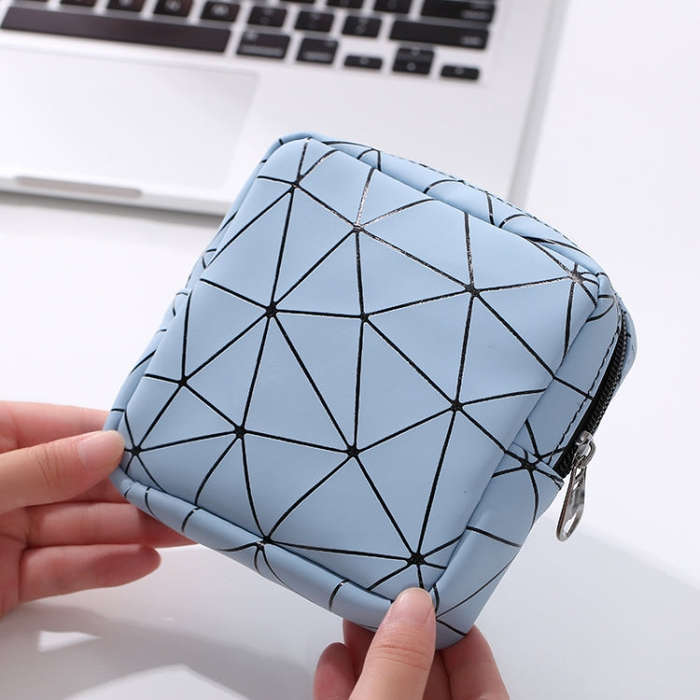 XH8214 Portable Sanitary Napkin Storage Bag Large Capacity Waterproof Coin Bag, XH8214 Plant Gree...